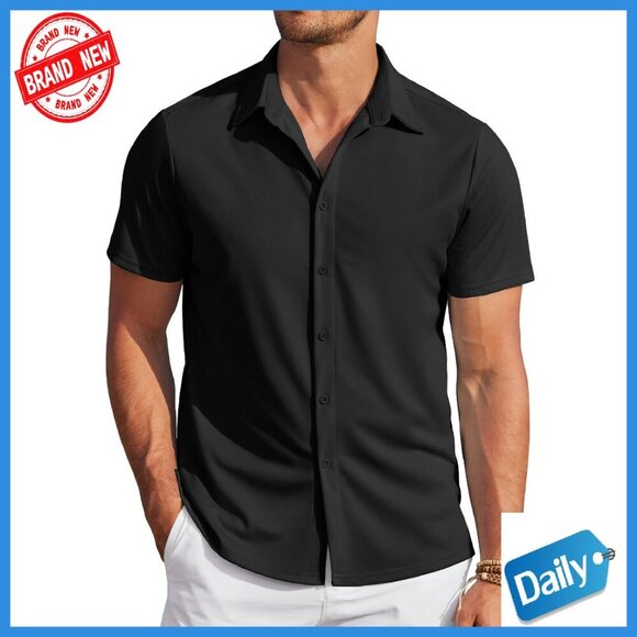 Other - Men's Stretch Wrinkle-Free Short Sleeve Button Down Shirt Regular Fit